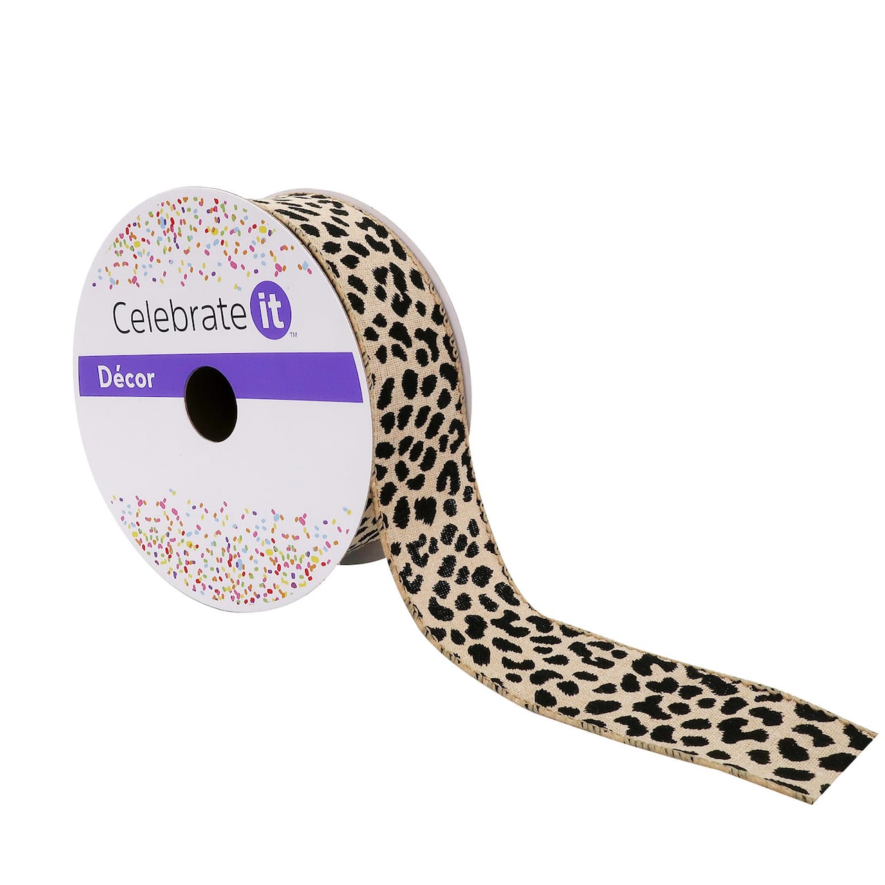 12 Pack: 1.5" x 30ft. Cheetah Faux Linen Wired Ribbon by Celebrate It™